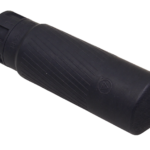 Angled studio view of the HyFlow G5 suppressor with textured black polymer body, studio photo on transparent background - Para Bellum Switzerland