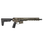 Sons of Liberty Gun Works MK1 tactical rifle in multi-tone camouflage finish with M-LOK handguard and adjustable stock, studio photo on transparent background - Para Bellum Switzerland